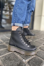 Black demi-season leather platform boots  4205413 photo №2