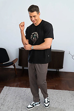 Men's T-shirt with Bear print black jersey cotton Teamv 8034413 photo №6