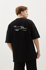 Oversized black cotton T-shirt with patriotic print and slogan on the back from the collection "The Tender Survive...and Win!" Garne 9000413 photo №2