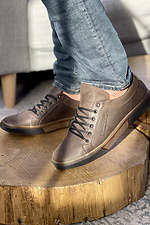 Brown leather men's sneakers  8018414 photo №1