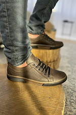 Brown leather men's sneakers  8018414 photo №2