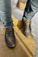 Brown leather men's sneakers  8018414 photo №3