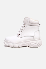 Sporty white leather boots with fur  4205415 photo №1