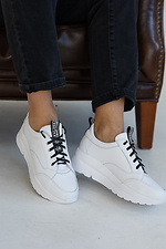 Белые кожаные кроссовки на белой платформе 8019415 фото №5