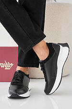 Damen-Sneakers aus schwarzem Leder fr Frhling und Herbst 2505416 Foto №5