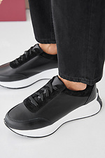 Damen-Sneakers aus schwarzem Leder fr Frhling und Herbst 2505416 Foto №9