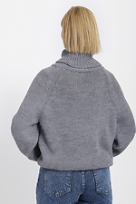 Knitted women's sweater with a high collar, dark gray.  4038416 photo №3