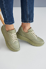 Женские кроссовки кожаные весенние зеленые 8019416 фото №2