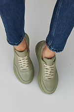 Женские кроссовки кожаные весенние зеленые 8019416 фото №3