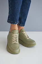 Женские кроссовки кожаные весенние зеленые 8019416 фото №4