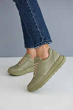 Женские кроссовки кожаные весенние зеленые 8019416 фото №5