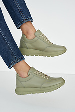 Женские кроссовки кожаные весенние зеленые 8019416 фото №6