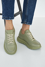 Женские кроссовки кожаные весенние зеленые 8019416 фото №7