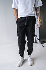 Men's cargo joggers demi-season with pockets on a button black Teamv 8034416 photo №1