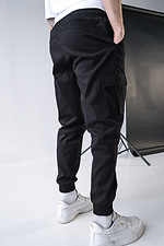 Men's cargo joggers demi-season with pockets on a button black Teamv 8034416 photo №2