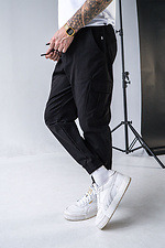 Men's cargo joggers demi-season with pockets on a button black Teamv 8034416 photo №3