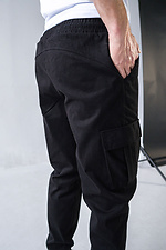 Men's cargo joggers demi-season with pockets on a button black Teamv 8034416 photo №4