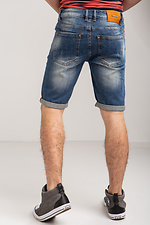 Men's Stretch Knee Length Denim Shorts with Scratches  4014418 photo №5