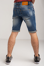 Men's Stretch Knee Length Denim Shorts with Scratches  4014418 photo №6