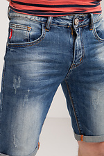 Męskie spodenki jeansowe ze stretchem do kolan z zadrapaniami  4014418 zdjęcie №8
