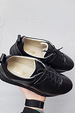 Black leather autumn sneakers on the platform  8019418 photo №2