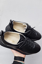 Black leather autumn sneakers on the platform 8019418 photo №2