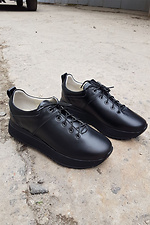 Black leather autumn sneakers on the platform  8019418 photo №4