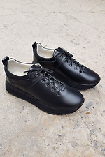 Black leather autumn sneakers on the platform 8019418 photo №6