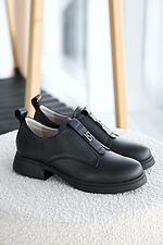 Women's spring-autumn black leather loafers  2505419 photo №1