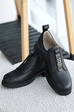 Women's spring-autumn black leather loafers  2505419 photo №2