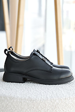 Women's spring-autumn black leather loafers  2505419 photo №3