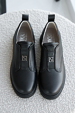 Women's spring-autumn black leather loafers  2505419 photo №5