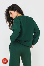 Warm knitted sweatshirt WENDI with dropped sleeves in emerald color Garne 3041419 photo №5