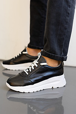 Черные кожаные кроссовки на белой платформе 8019419 фото №1