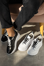 Черные кожаные кроссовки на белой платформе 8019419 фото №4