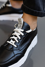 Женские кроссовки кожаные весенние черные 8019419 фото №6