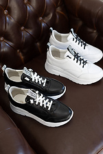 Черные кожаные кроссовки на белой платформе 8019419 фото №8