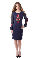 Damska lniana haftowana sukienka z długimi rękawami Cornett-VOL 2012420 zdjęcie №1