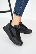 Black chunky sneakers for women made of genuine leather  8019420 photo №5