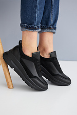 Black chunky sneakers for women made of genuine leather  8019420 photo №7