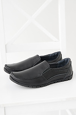 Men's spring-autumn black leather moccasins  2505421 photo №3