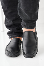 Men's spring-autumn black leather moccasins  2505421 photo №4