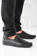 Men's spring-autumn black leather moccasins  2505421 photo №5