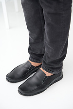 Men's spring-autumn black leather moccasins  2505421 photo №6