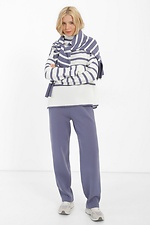 Dzianinowy sweter w paski z domieszką wełny i golfem  4038421 zdjęcie №2