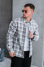 Men's checkered shirt made of light cotton flannel, light gray Teamv 8034421 photo №1