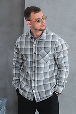 Men's checkered shirt made of light cotton flannel, light gray Teamv 8034421 photo №2