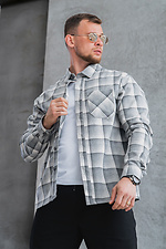 Men's checkered shirt made of light cotton flannel, light gray Teamv 8034421 photo №3