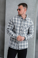 Men's checkered shirt made of light cotton flannel, light gray Teamv 8034421 photo №4