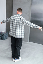 Men's checkered shirt made of light cotton flannel, light gray Teamv 8034421 photo №6